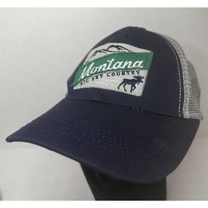 Montana Blue Gray Mountains Moose The Hamilton Group Trucker Hat Adjustable